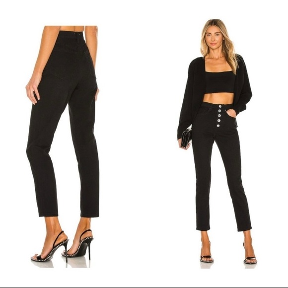 We Wore What The Danielle Crystal Womens Button Fly Denim High-Waist Jeans - Picture 2 of 8